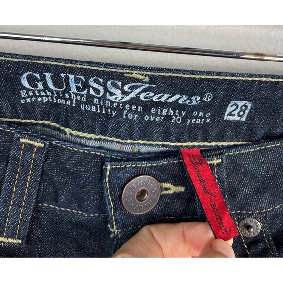 Guess Y2K low rise Daredevil flare jeans dark sz 28 - Picture 10 of 10